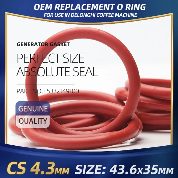 CS4.3mm Silicone O RING For DeLonghi Coffee 43.6*35*4.3 mm 10PCS O-Ring VMQ Gasket seal Thickness 4.3mm ORing Red Rubber