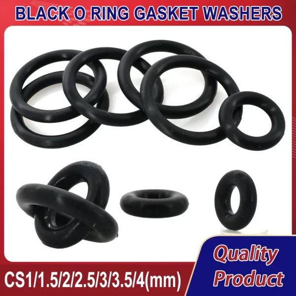 CS1mm 2mm 3mm 4mm Black O Ring Gasket Washers VMQ Food Grade O-ring Silicon Insulated Sealing Ring Thickness Rubber Silicone