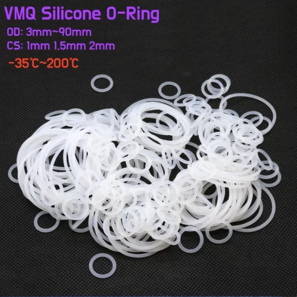 5~100Pcs VMQ White Food Grade Silicone Ring Gasket Thickness CS 1/1.5/2mm OD 3~90mm Waterproof Insulate Washer Rubber O-ring