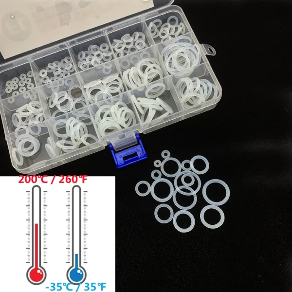 225PCS VMQ White O Ring Gasket Silicone Food Grade O-Rings Silicon Ring High Temperature Gasket Kit Set Box Ring - Image 3