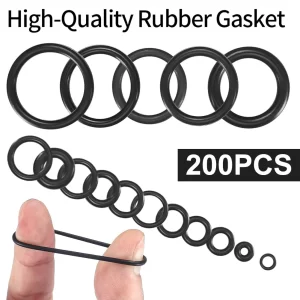200Pcs Rubber O Ring Set Gaskets Boxed High Pressure O-Rings Repair Kit Sealing Elastic Band O Rubber Rings Set