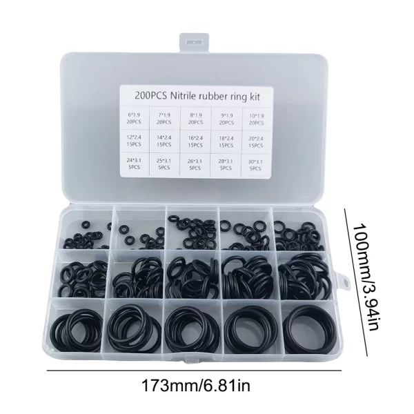 200Pcs High Pressure O-Rings Repair Kit Boxed Sealing Elastic Band O Rubber Rings Set Waterproof Gaskets Seal Combo Set - Image 6