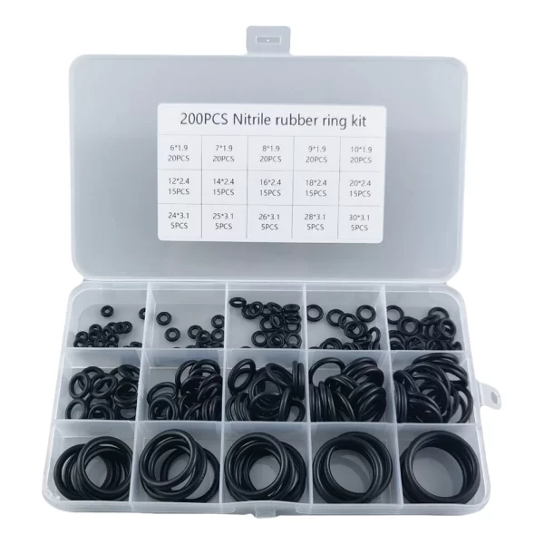 200Pcs High Pressure O-Rings Repair Kit Boxed Sealing Elastic Band O Rubber Rings Set Waterproof Gaskets Seal Combo Set