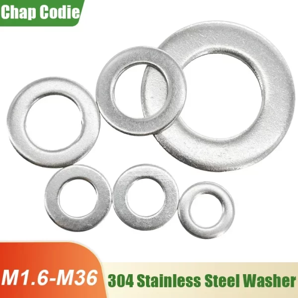304 Stainless Steel Large Flat Washer Big Metal Oring Gasket Meson Plain Washers Metalworking O Ring Spacers DIN9021 M1.6-M36