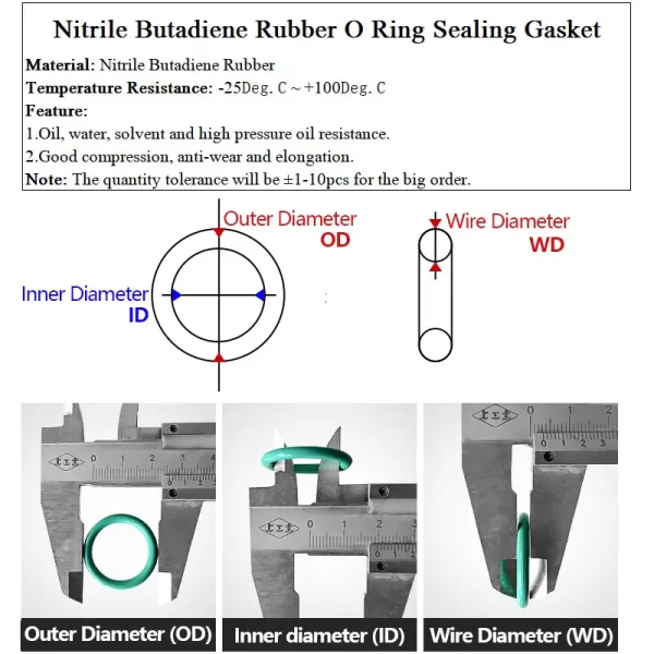 10/50pcs NBR O Ring Seal Gasket Thickness CS 2mm OD 8~80mm Nitrile Butadiene Rubber Spacer Oil Resistance Washer Round Shape - Image 3