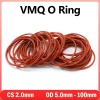 10/50pcs VMQ Silicone O-Ring CS 2mm OD 5mm ~ 100mm Red Food Grade Rubber Silicone Sealing Waterproof Insulated Gasket Washer