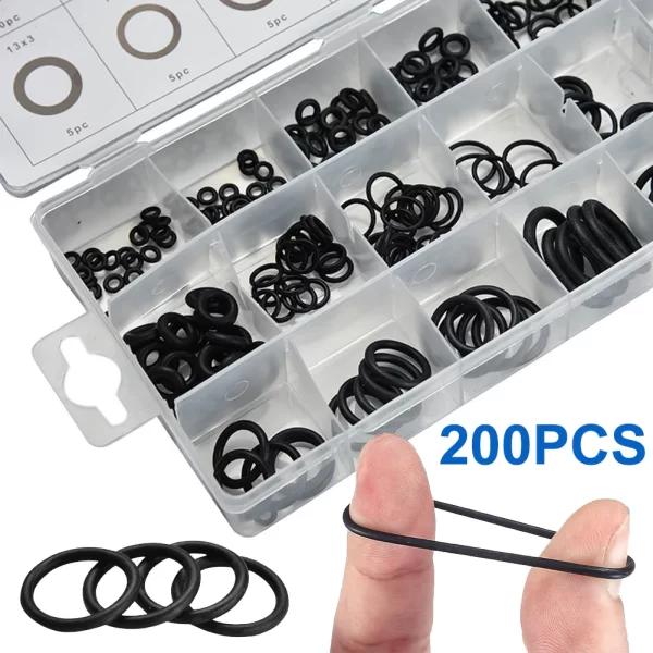 200Pcs Rubber O Ring Set Gaskets Boxed High Pressure O-Rings Repair Kit Sealing Elastic Band O Rubber Rings Set - Image 2