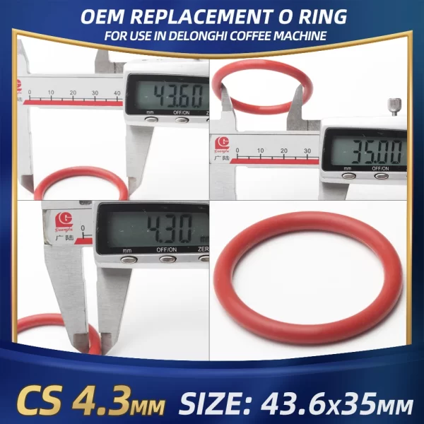 CS4.3mm Silicone O RING For DeLonghi Coffee 43.6*35*4.3 mm 10PCS O-Ring VMQ Gasket seal Thickness 4.3mm ORing Red Rubber - Image 3