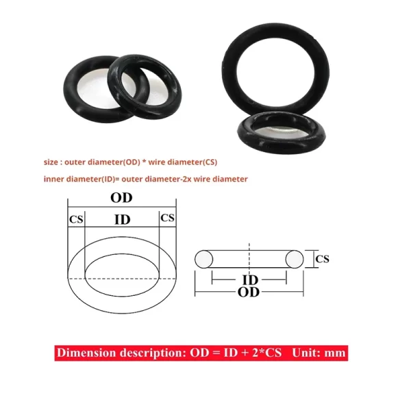EPDM Rubber O-Ring Seals 6mm Wire Diameter x 50-400mm OD, High Resistance to Oil/Acid/Ozone, for Industrial Plumbing/Automotive - Image 3