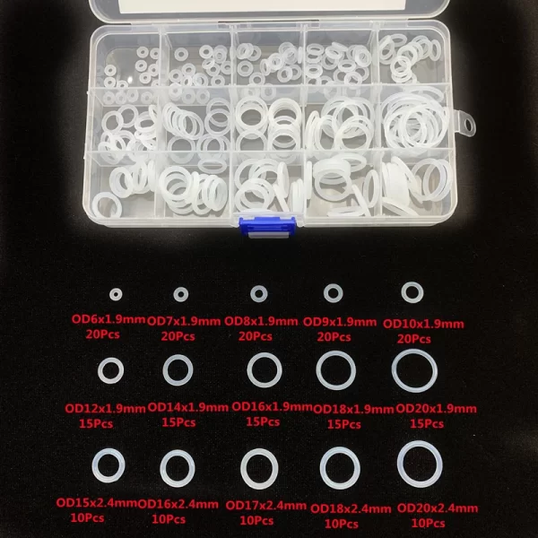 225PCS VMQ White O Ring Gasket Silicone Food Grade O-Rings Silicon Ring High Temperature Gasket Kit Set Box Ring - Image 2