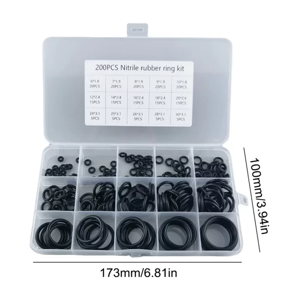 200Pcs High Pressure O-Rings Repair Kit Boxed Sealing Elastic Band O Rubber Rings Set Waterproof Seal Ring Set - Image 6