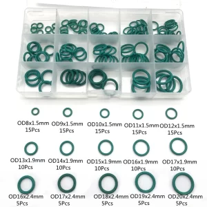 FKM O-ring Green Fluororubber Rubber Sealing Gasket O Ring CS1.5/1.9/2.4/3.1mm Oil Resistant Acid Alkali Resistant O-Ring Kit