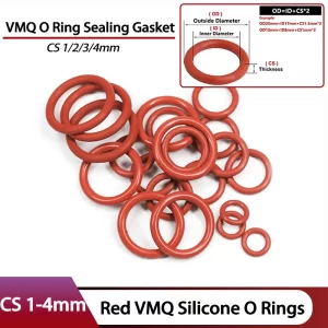 50pcs Red VMQ O Ring CS 1/2/3/4mm Food Grade Waterproof Sealing Washers Cooker Seal Gel Gaskets Insulated Rubber Silicon o-rings