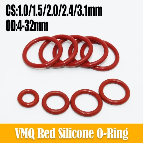 Silicone O Ring Food Grade VMQ Red Oring Sealing Gasket CS 1/1.5/2/2.4/3.1mm Heat Oil Resistance Waterproof Plumbing Seal Washer