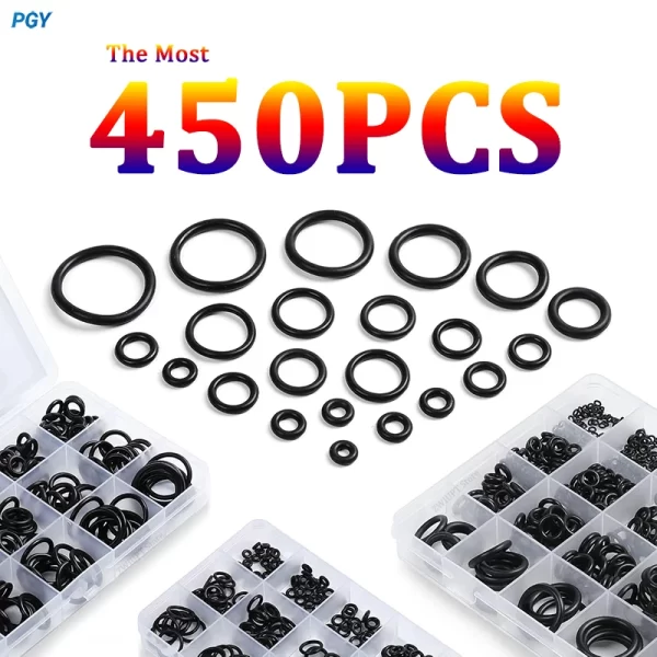 Nitrile Rubber O Ring Kit - High Pressure Resistant Gaskets Seal Set for Repair & Sealing - Durable Elastic O-Rings Bands