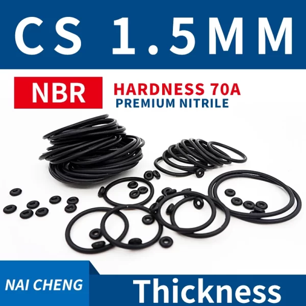 CS1.5mm black NBR 70A nitrile rubber O-ring sealing gaskets wear-resistant gasket O-ring thickness 1.5mm rubber ring