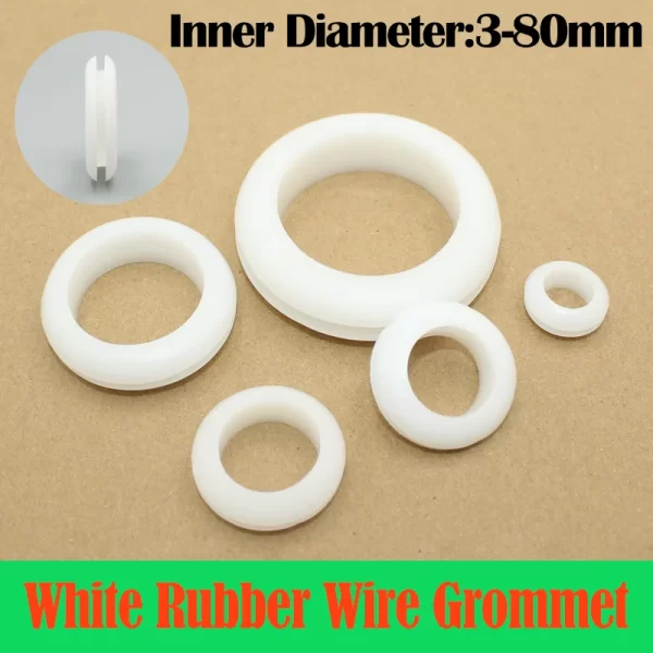 White O Ring Rubber Washer Seal Gasket Grommet Electrical Gasket O-Ring 30 45 60mm for Protect Wire Cable Hole Ring Shim Washer
